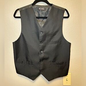 Umo Lorenzo Formal Event Black Button Up Adjustable Vest Wedding Sz S